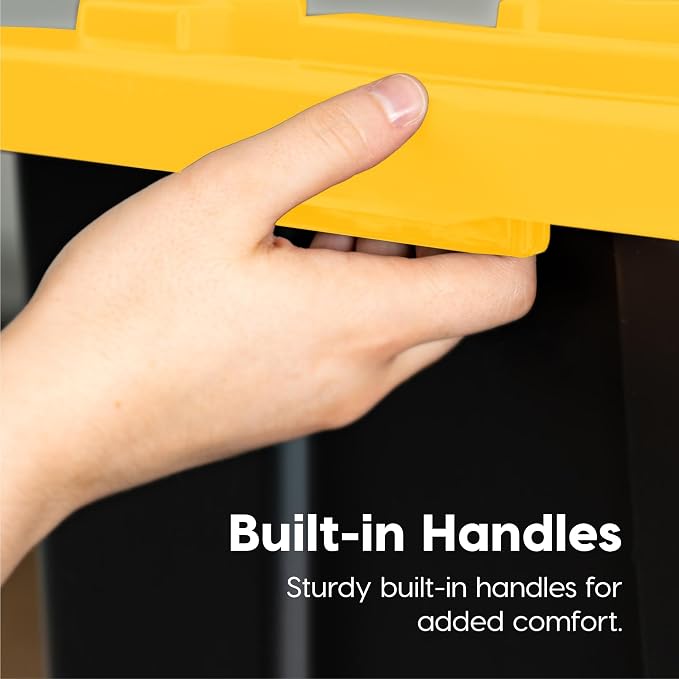 IRIS USA 4-Pack 27 Gallon Storage Bins with Lids |Made in USA| Heavy Duty Plastic Tote Containers for Truckbed Tool Box Organization, Large - Black/Yellow - Image 7
