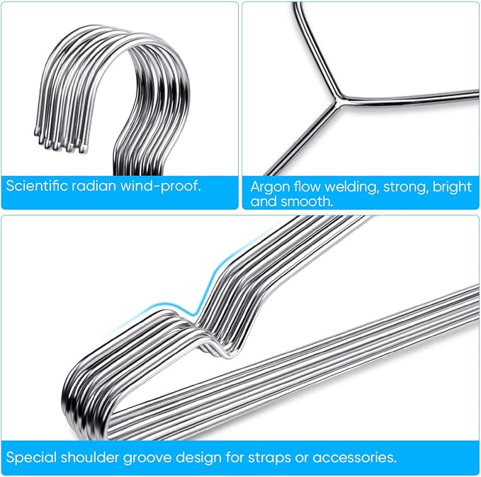 Fayleeko Wire Coat Hangers 40 Pack Strong Heavy Duty Stainless Steel Metal Ultra Thin Space Saving Clothes Hangers 16.5 Inch - Image 3