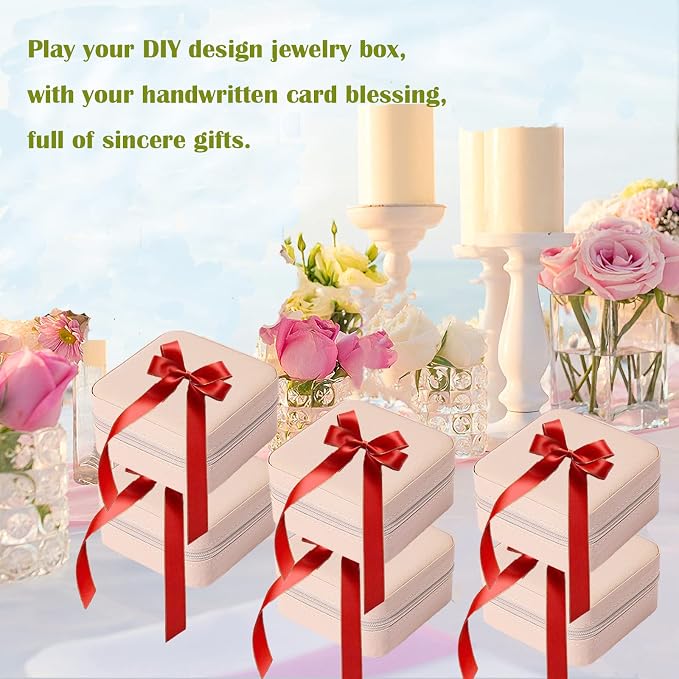 Travel Jewelry Case Bridesmaid Gifts Box,6 Pack Small Jewelry Box Mini Jewelry Organizer,PU Leather Portable Earring Storage Box for Women Girls Bridesmaid Proposal Gifts - Image 3
