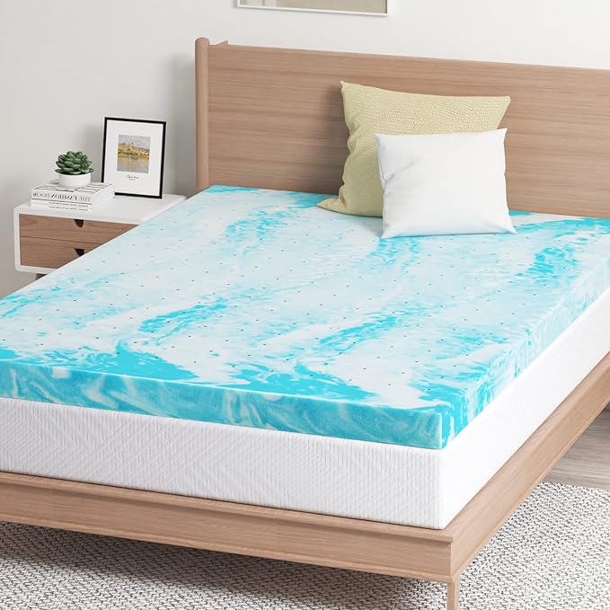 EGO Topper 3 Inch Twin XL Memory Foam Mattress Topper, Cooling Gel Foam Mattress Topper for Pressure Relief, Ventilated Design Bed Topper in a Box, CertiPUR-US Certified, 38"×80", Medium