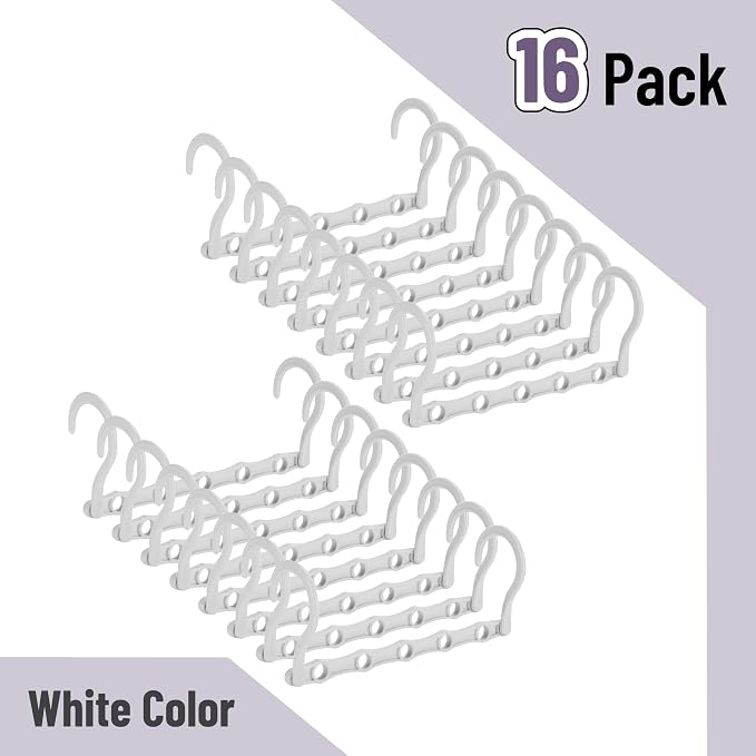 Mr. Pen- Space Saving Hangers for Clothes, 16 pcs, White, Plastic Multi Clothes Hangers Space Saving, 5 Slots, 360° Rotating Hooks - Image 2