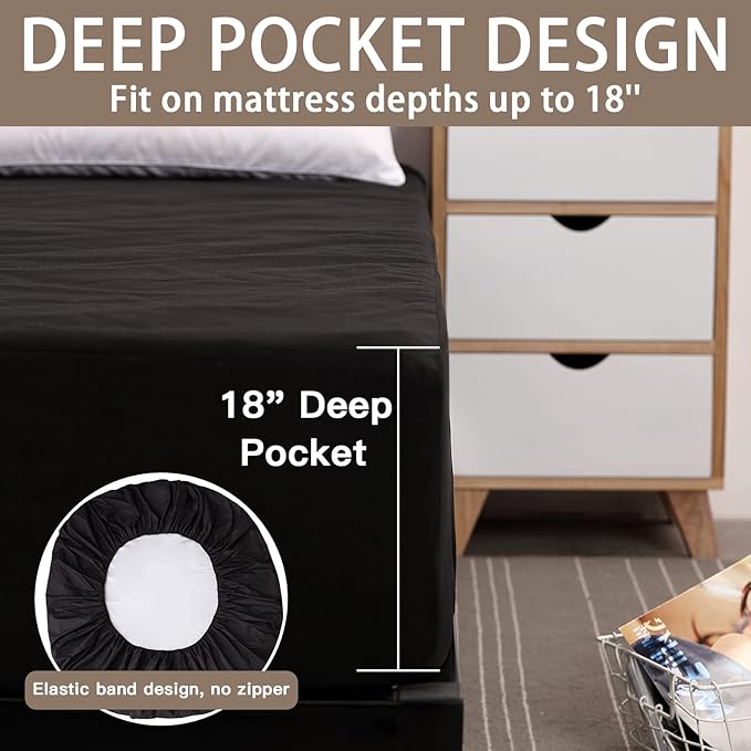 Mecerock Mattress Protector, Breathable and Soft Waterproof Mattress Protector, Mattress Cover, Black Twin Mattress Cover