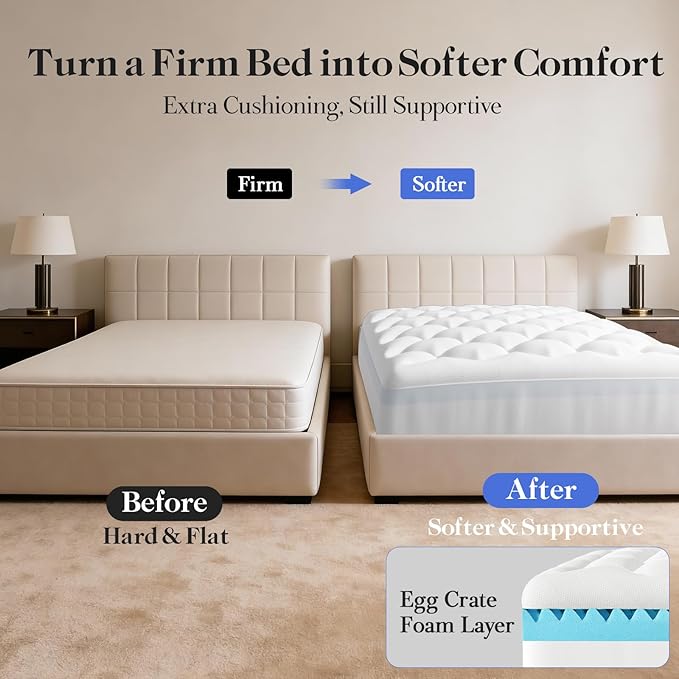 OhGeni Cooling 5 Inch Twin Size Dual Layer Mattress Topper, 3 Inch Egg Crate Gel Memory Foam, 2 Inch Soft Pillow Top Pad, Bedroom Cover for Kid Mattresses, Extra Comfortable Sleep and Back Pain Relief