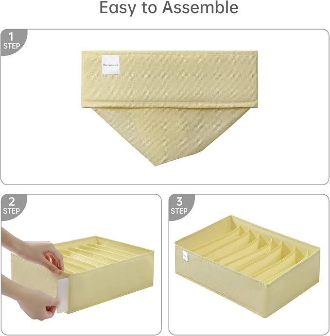 4 Packs T-shirt Drawer Organizers for Clothing,8 Grids Compartment Wardrobe Storage Box, Washable Clothes Organizer for Folded Clothes, Legging, Silk Scarve-Beige - Image 3
