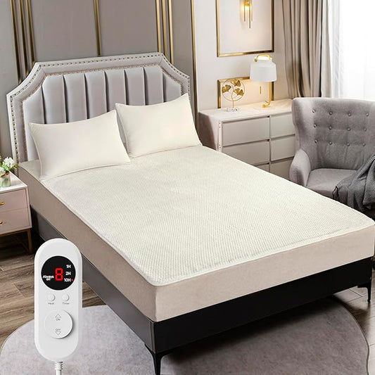 Heated Mattress Pad Full Size – Electric Heated Bed Pad, Deep Pocket Warming Cover, Thick Underblanket Sheet, Bed Warmer (11 Ivory, 54" x 75")
