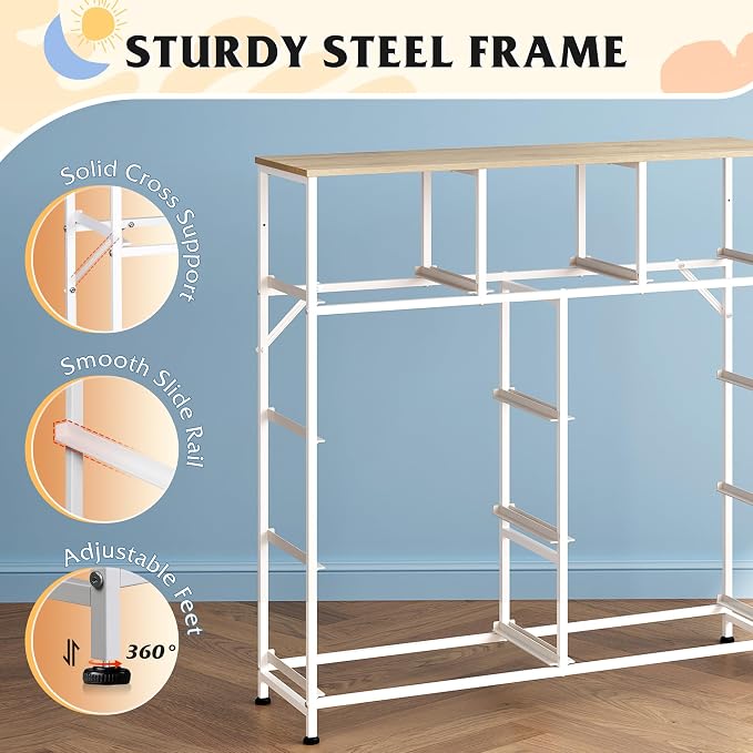 WLIVE 9 Drawer Dresser, Fabric Storage Tower for Bedroom, Hallway, Closet, Tall Chest Organizer Unit for Bedroom with Fabric Bins, Steel Frame, Wood Top, Easy Pull Handle, Cream White - Image 7