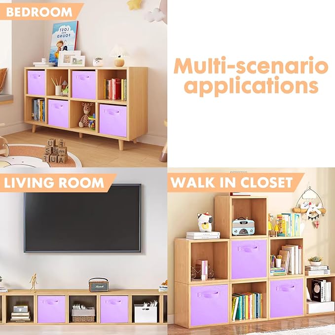 ShellKingdom Storage Bins, Foldable Fabric Storage Cubes And Cloth Organizer Drawer For Closet And Toys, 2 Pack (Lavender) - Image 6