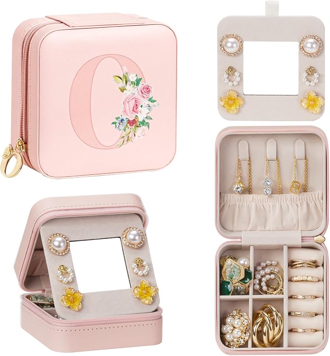 Enthralite Travel Jewelry Box for Girls: Traveling Jewelry Case Gift for Women - Mini Organizer for Necklaces Earrings Pink O by Enthralite