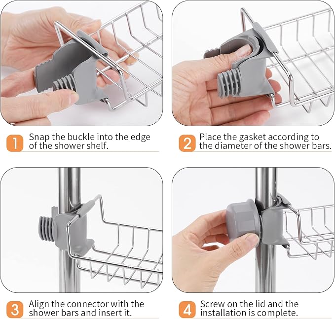 Clawfoot Tub Caddy(Shower Rod Not Included) - Stainless Steel Shower Shelves and Soap Caddy - Image 6