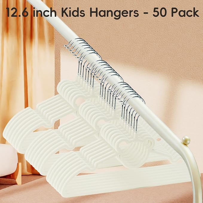 GoodtoU 50 Pack Baby Clothes Hangers, 12.8 Inch Kids Plastic Hangers, Non-Slip Nursery Closet Hangers for Infant & Toddler Clothes, White - Bear - Image 8