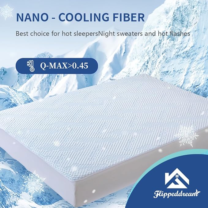 Nano-Cooling Fiber Mattress Protector Twin (39" x 75") Size 100% Waterproof, Cooling Experience Unrivaled Comfort Perfect for Every Family