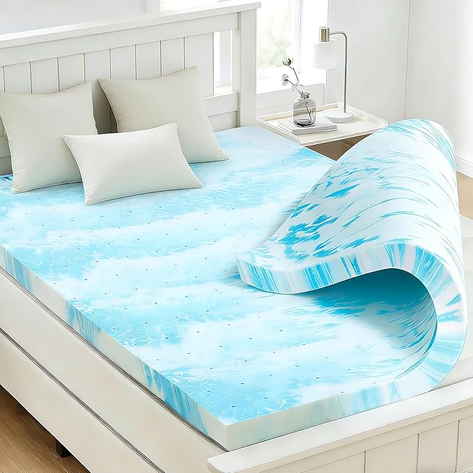 IULULU Full Size Mattress Topper, 2 Inch Gel Memory Foam Topper, Light Comfort Upgrade, CertiPUR-US Certified