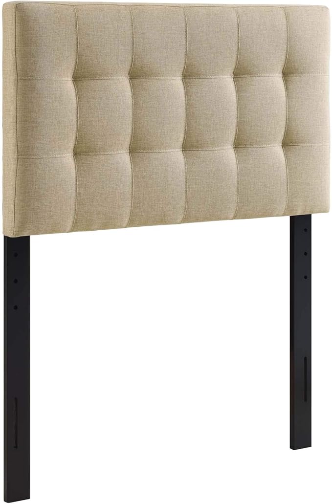 Modway Lily Tufted Linen Fabric Upholstered Twin Headboard in Beige