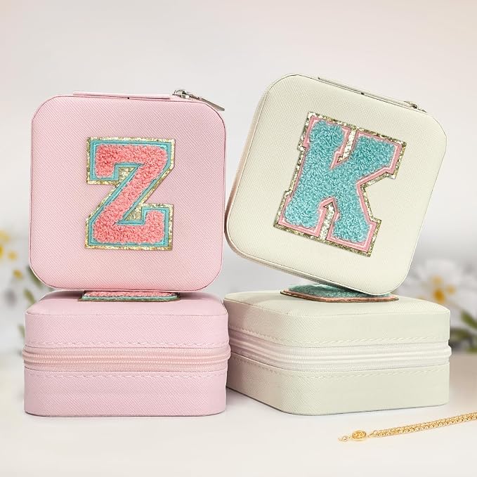 SANDJEST Personalized Jewelry Box, White Travel Jewelry Box with Initial K, Small Monogrammed Jewelry Case Organizer for Girls Women Teen Kids, Mini Travel Essentials Gifts for Birthday Christmas - Image 6