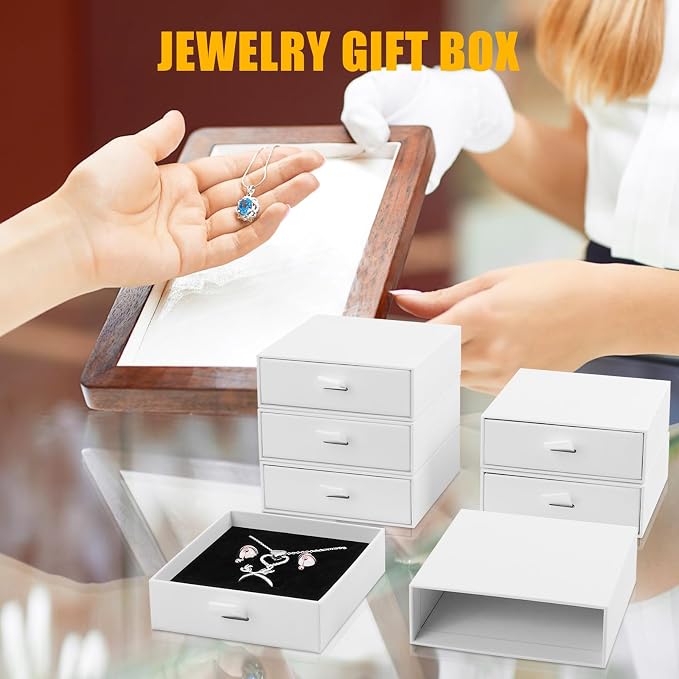 Cardboard Jewelry Boxes, 20 Pack 3.5×3.5x1Inch Jewelry Gift Boxes, Bulk Cotton Filled Small Jewelry Boxes with Lids for Necklace Ring Earring Display Box-White - Image 8