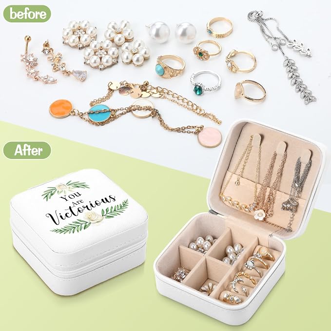 Kacctyen 12 Pieces Mini Travel Jewelry Case Bulk You Are Amazing Loved Mother's Day Church Gifts Green Leaf Gifts for Secretary Mothers Party Girls Leather Travel Jewelry Case - Image 7