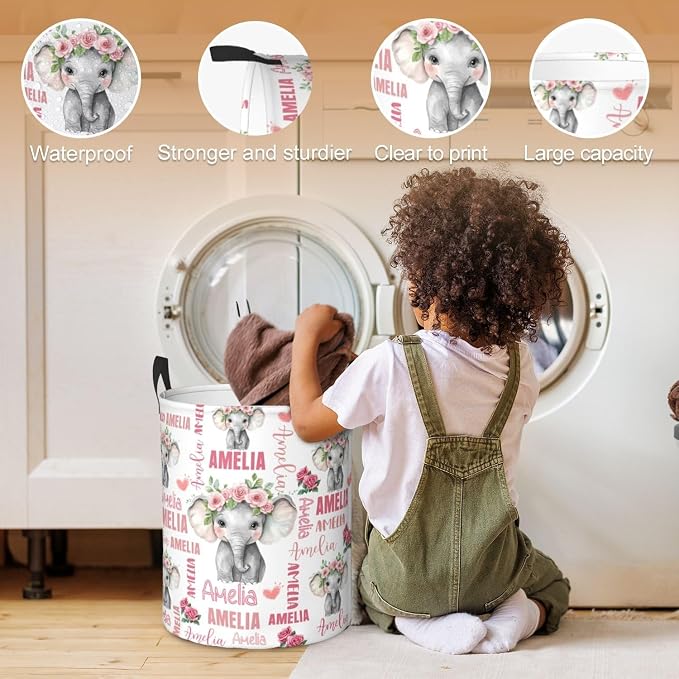 Custom Name Laundry Hamper, Personalized Laundry Basket with Name for Baby Boys Girls, Customized Collapsible Dirty Clothes Hamper Storage with Handles for Bedroom Bathroom Dorm Room Decor - Image 4