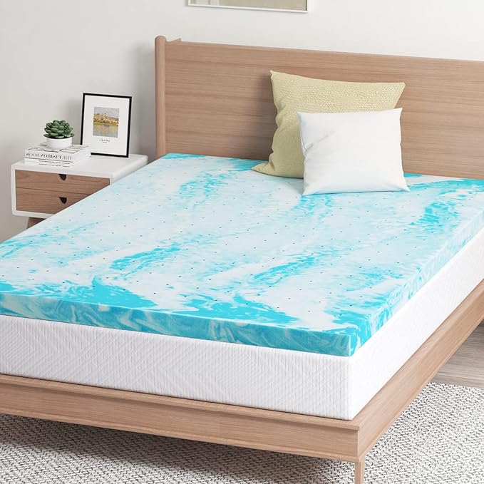 EGO Topper 3 Inch Full Memory Foam Mattress Topper, Cooling Gel Foam Mattress Topper for Pressure Relief, Ventilated Design Bed Topper in a Box, CertiPUR-US Certified, 54"×75", Medium