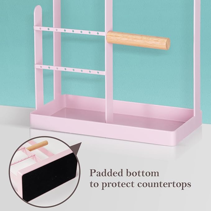 ProCase Cute Jewelry Stand, Aesthetic Jewelry Organizer for Dresser Vanity, Jewelry Holder Display for Necklaces Earrings, Gifts for Teen Girls Women, Bedroom Dorm Decor -Medium, Pink - Image 3