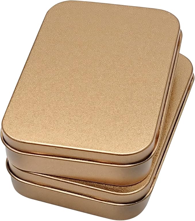 Hulless 6 Pcs Metal Hinged Tin Box Container Mini Portable Small Storage Container Kit with Lid for Home Storage 3.7 x 2.3 x 0.8 Inch, Gold - Image 4