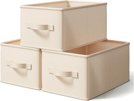 LayerSpace Storage Bins, Fabric Satin Storage Baskets for Shelves, 16.25" L*12" W*10" H Collapsible Storage Bins with Handles for clothes, Closet Baskets and Bins with Handles, Blush Pink, 3-Pack by LaySpace-YourRoomOrganizer