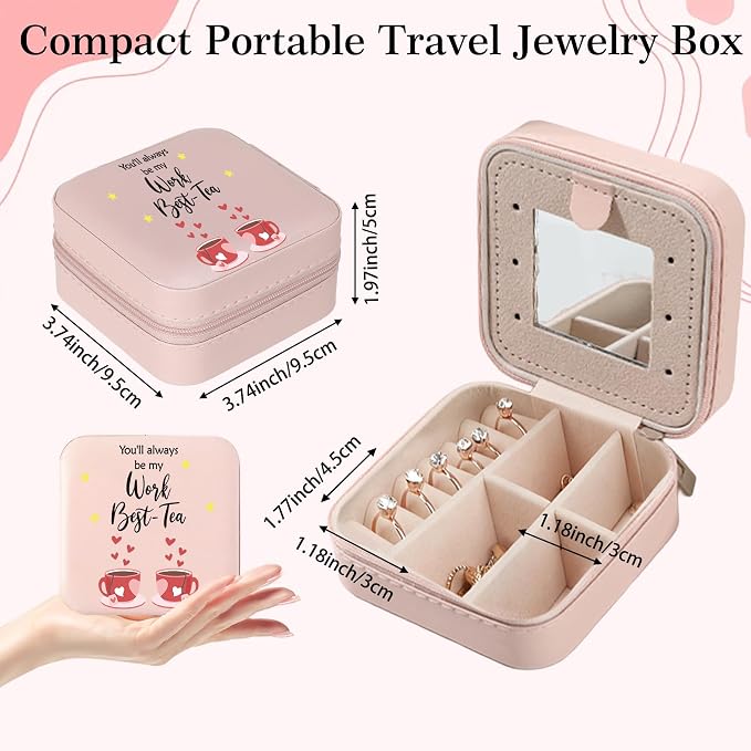 Cute Work Bestie Jewelry Box Gifts for Coworker Friends Birthday Valentines Mothers Day Christmas Thank You Gift for Coworker Bestie Best Friend You'll Always Be My Work Best-Tea Jewelry Case - Image 2