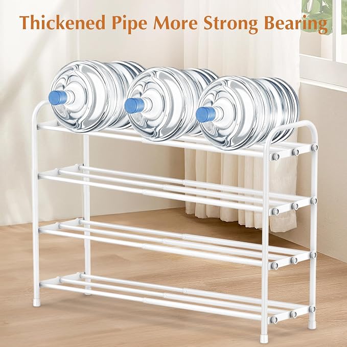 INSMART 4-Tier Expandable Shoe Rack, Stackable and Adjustable Shoes Organizer Storage Shelf, Sturdy and Durable Metal Structure Free Standing Shoe Rack for Closet Entryway Doorway, White - Image 4