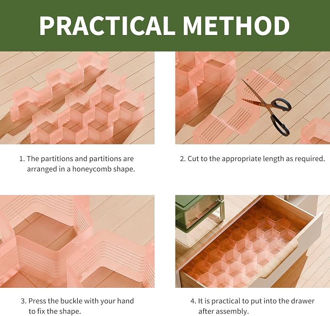 Honeycomb Separator Adjustable Drawer Organizer Divider for Underwear Belt-Scarf Socks Organizer (Pink(1pc)) - Image 5