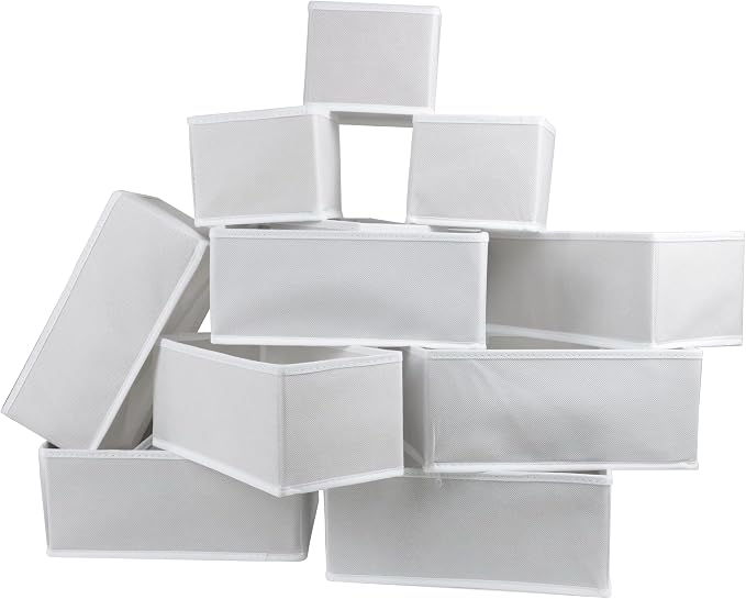 Fordonral 12 Pack Drawer Organizer Clothes, Foldable Fabric Dresser Organizer Closet Organizers and Storage Box for Underwear,Folded Clothes,Baby Clothing,Socks,Bra,Towels,Ties(12 Pack,White) - Image 6