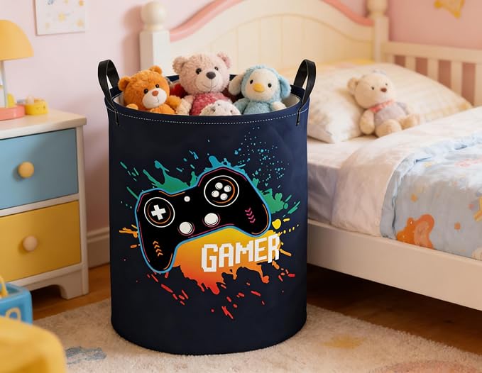 Kids Laundry Basket Game Hamper for Nursery Boys Hamper Cute Kids Storage Bin Room Decor for Home(Game) - Image 3