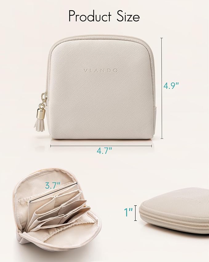 VLANDO Small Jewelry Travel Case,Jewelry Pouch Bags with Zipper,Velvet Jewelry Organizer Storage Bag for Bracelet Rings Earring Travel Essentials Gifts for Women Girl-Beige - Image 4