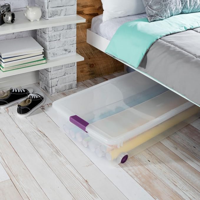 Sterilite 8-Pack 60 Quart ClearView Latch Box, Wheeled Underbed Organizer Bins with Latching Lids - Clear Plastic Organization Containers for Closet, Bedroom, Shelving Units and Everyday Home Storage - Image 4