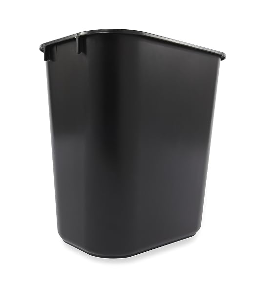 Rubbermaid Commercial Products Deskside Wastebasket/Trash Can, 3.25-Gallon/13-Quart, Black, Plastic, for Bedroom/Bathroom/Office, Fits Under Desk/Sink/Cabinet, Pack of 12 - Image 2