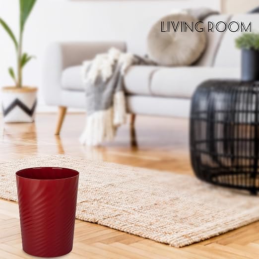 UUJOLY Plastic Small Trash Can Wastebasket, Garbage Container Basket for Bathrooms, Laundry Room, Kitchens, Offices, Kids Rooms, Dorms, (Red, 1.8 Gallon) - Image 6