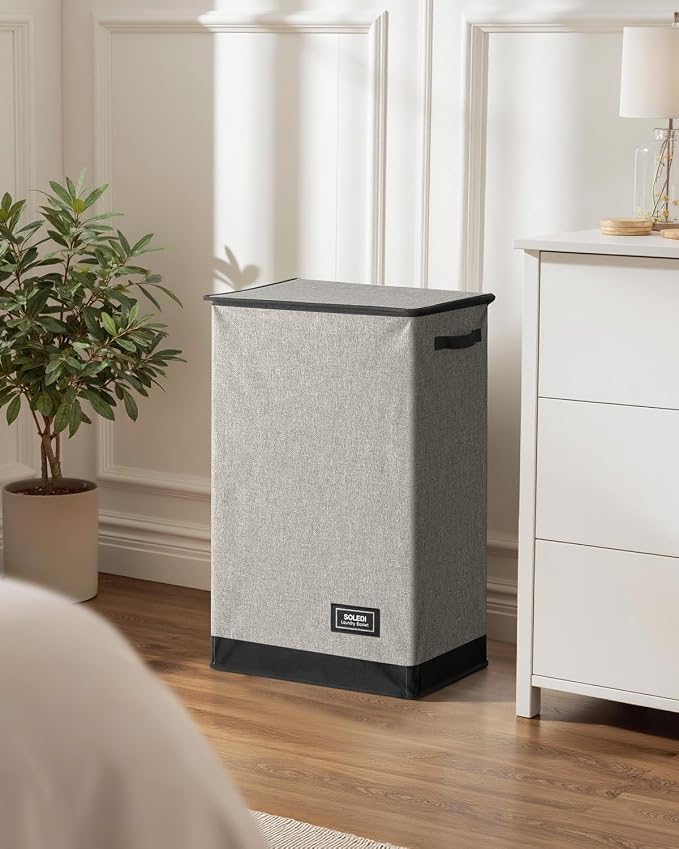 SOLEDI Laundry Hamper with Lid 90L Large & Tall Collapsible Laundry Basket, Clothes Hamper with Bag Removable Easy to Carry, Dirty Hampers for Bedroom, Bathroom, Dorm, College, Grey - Image 7