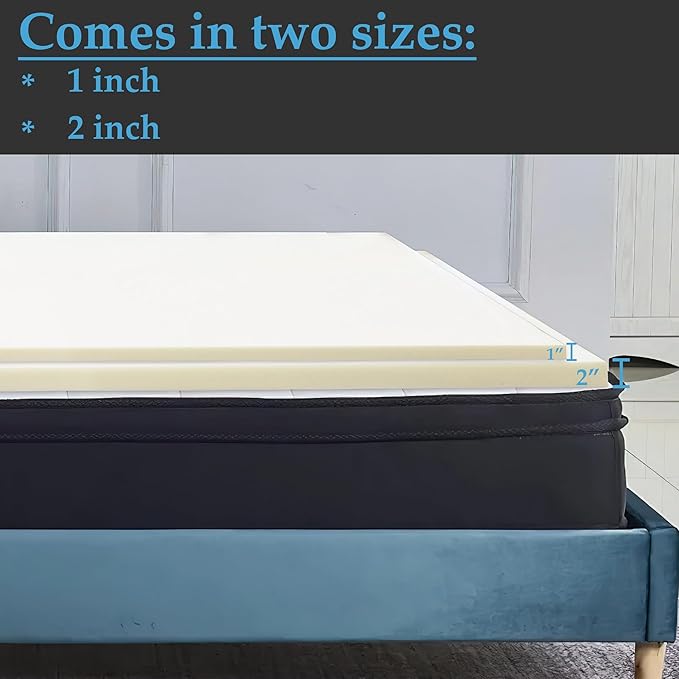 Nutan, 1-Inch High Density Medium Firm Foam Mattress Topper, CertiPUR-US Certified for Superior Comfort and Support, Twin, Green