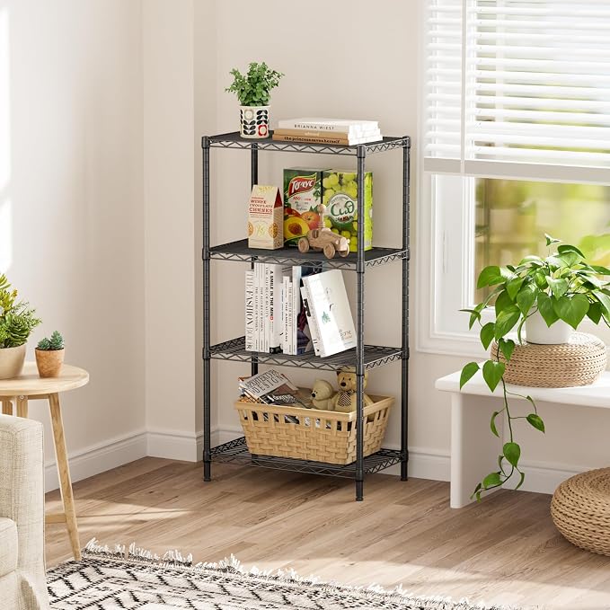 SINGAYE 4 Tier Storage Rack Wire Shelving Unit Shelves Metal for Pantry Closet Shelve Organization Kitchen Laundryroom 800Lbs Capacity 24" D x 14" W x 48" H Black - Image 8