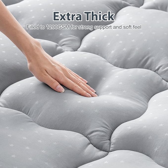Maxzzz Full Mattress Topper, Extra Thick Mattress Pad Cover for Back Pain, Mattress Protector for 8-21 Inch Mattress, 1200GSM Down Alternative, 54 * 75 Inches.
