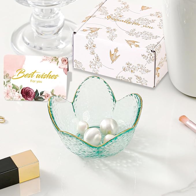 Binoster Friendship Gifts For Women Jewelry Dish Glass Ring Dish Jewelry Tray Cute Vanity Organizer Room Decor Jewellery Tray Trinket Dish Cute Bedroom Decor Christmas House Warming Gifts for women - Image 6