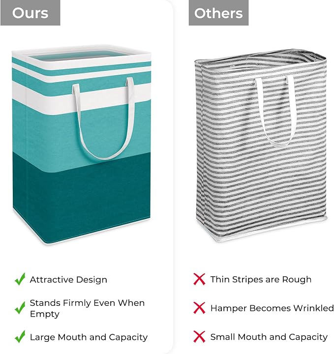 HomeHacks 2-Pack Large Laundry Basket, Waterproof, Freestanding Laundry Hamper, Collapsible Tall Clothes Hamper with Extended Handles for Clothes Toys in the Dorm and Family (Green, 75L) - Image 3