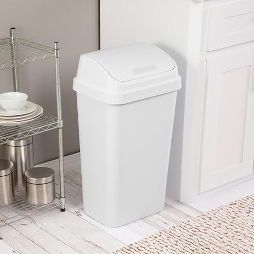 Sterilite 8-Pack Swing Top Wastebasket, Sleek Square Profile Trash Can, 13 Gallon, White - Modern Garbage Bin for Kitchen, Bathroom, Garage and Workspace, Fits 13 Gal Liners - Image 4