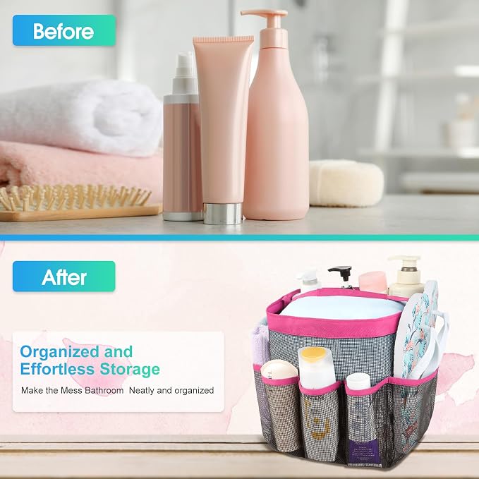 Attmu Mesh Shower Caddy Portable for College Dorm Room Camping Essentials, Shower Caddy Dorm with 9-Pockets, Large Capacity Hanging Basket Bathroom Bag for Toiletry, Swimming, Gym, Camp, Beach - Image 5