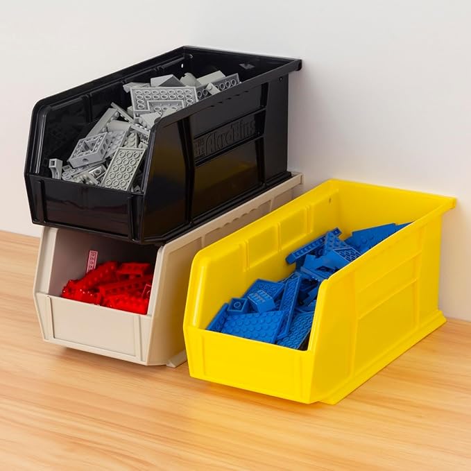 Akro-Mils 30230 AkroBins Plastic Storage Bins, Space-Saving Stackable Bins for Garage, Pantry, Craft Organization, 11" x 5" x 5", Stone, 12-Pack - Image 2