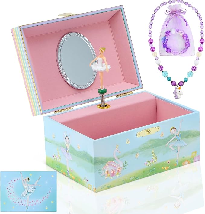 Ballerina Musical Jewelry Box for Little Girls - Keepsake Box for Jewelry & Treasures - Perfect Birthday or Holiday Surprise for Daughter, Granddaughter & Niece by Taduoduo