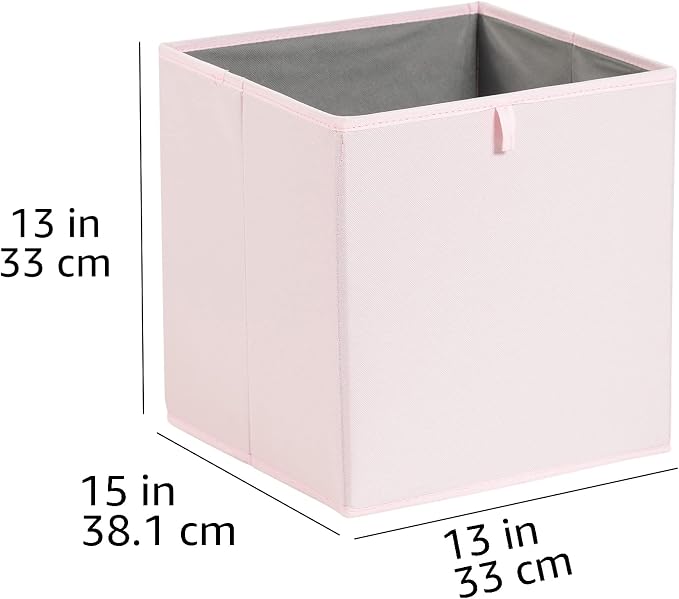 Amazon Basics Collapsible Cube Organizer Bins, Closet Storage Organizer Baskets for Shelves, Space-Saving, 13" x 15" x 13", Peony Pink, Pack of 6 - Image 5