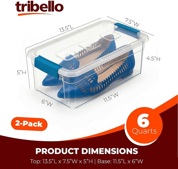 Tribello Clear Plastic Storage Bins with Lids Stackable Storage Bins (6 Quart) - Image 2