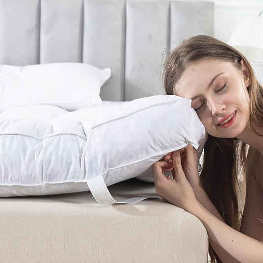 WhatsBedding 5 Inch Feather Bed Mattress Topper,Duck Feather Memory Foam Mattress Topper, Thickened Topper Layer, Twin