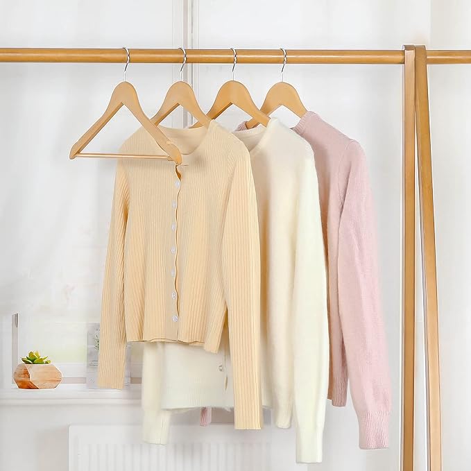 TOPIA HANGER Wooden Hangers 30 Pack, Natural Wood Clothes Hangers, Durable Coat Hanger with 360-Degree Rotatable Hook, Non-Slip Pants Bar and Shoulder Notches for Camisole Tops-CT34N30 - Image 5