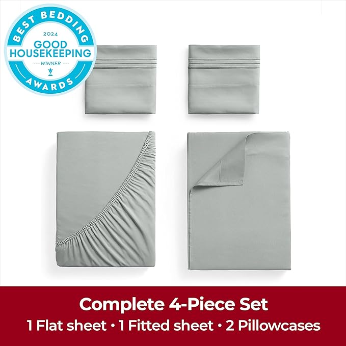 Mellanni Extra Deep California King Sheets - 4 PC Iconic Collection Bedding - Hotel Luxury, Ultra Soft, Cooling Bed Sheets - Wrinkle, Fade, Stain Resistant (Cal King, Spa Mint)