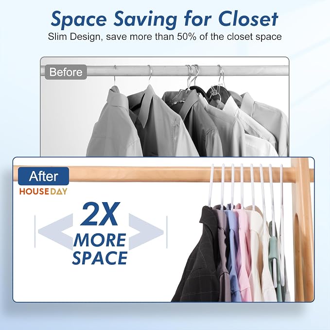 HOUSE DAY 500 Pack Plastic Clothes Hangers, Commercial Bulk Shipment for Business, Sturdy Durable Notched Hangers Ideal for Retail Dry Cleaners Warehouses, Save Cost & Warehouse Space - White - Image 7